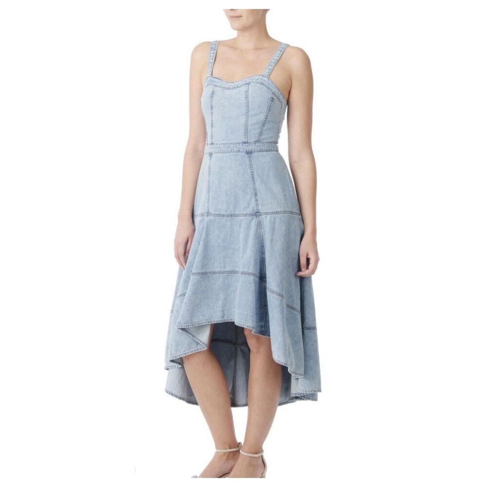 Badgley Mischka High Low Denim Dress